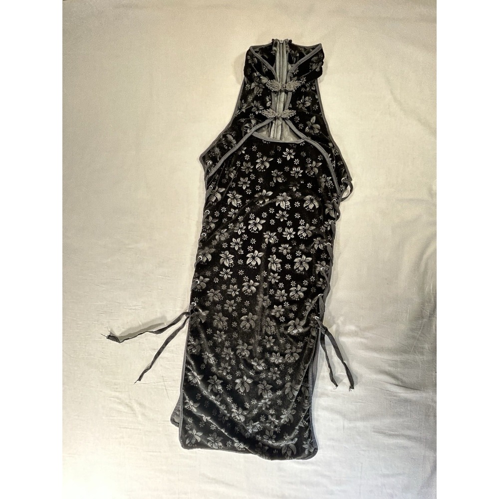 Lingerie Sexy Black Crushed Velvet XS/S Lace Up Sides Cut Out Neck Line Fantasy